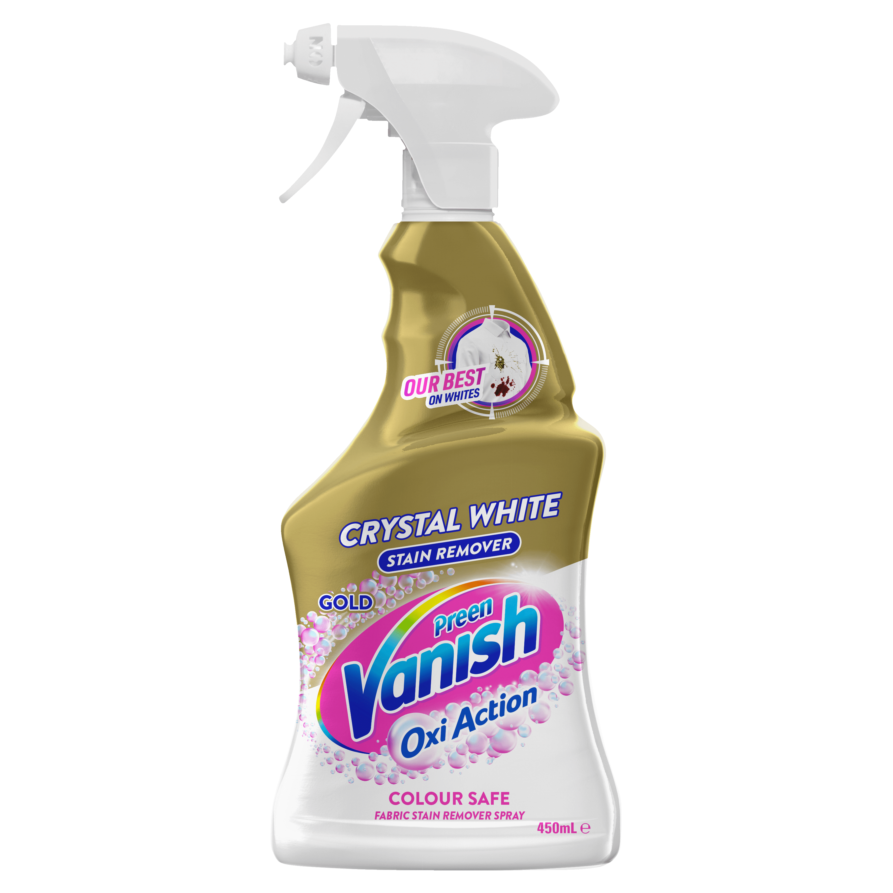 Vanish Gold Oxi Action Crystal White Fabric Stain Remover Spray, 450ml